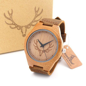 2016 BOBO BIRD Top brand Men's Bamboo Wooden Bamboo Watch Quartz Real Leather Strap Men Watches With Gift Box