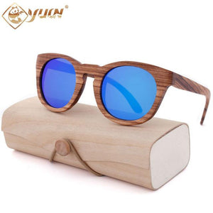 YUW's Classic Wooden Frame Sunglass Women Brand Designer Polarized Sun Glasses Spring Metal Hinges #9104