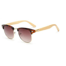 New Fashion Casual Retro Wood Bamboo Sunglasses Men Women Brand Designer club Gold Mirror oculos de sol Half moon glasses 1505