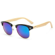 New Fashion Casual Retro Wood Bamboo Sunglasses Men Women Brand Designer club Gold Mirror oculos de sol Half moon glasses 1505